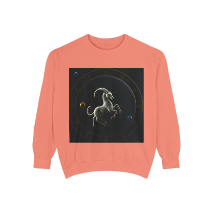 Garment-Dyed Sweatshirt, Unisex, Space Animal Design v1, Capricorn