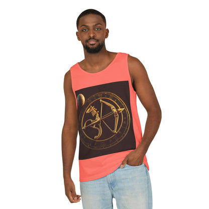 Unisex Garment-Dyed, Tank Top, Sagittarius Design, Planet Symbol v1, 100% US cotton