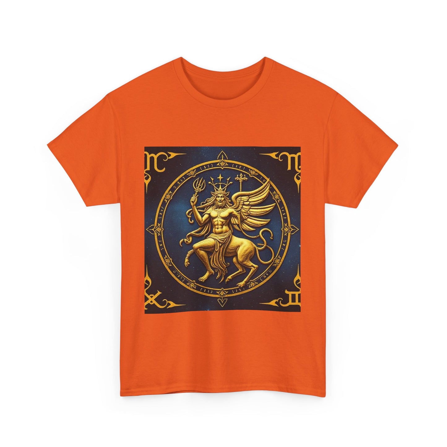 Unisex Heavy Cotton T-Shirt, Gold Angel, Symbol, Virgo Zodiac Design
