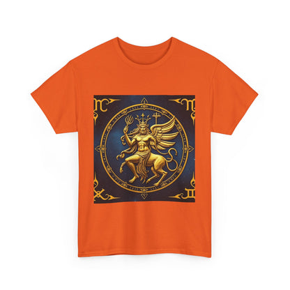 Unisex Heavy Cotton T-Shirt, Gold Angel, Symbol, Virgo Zodiac Design