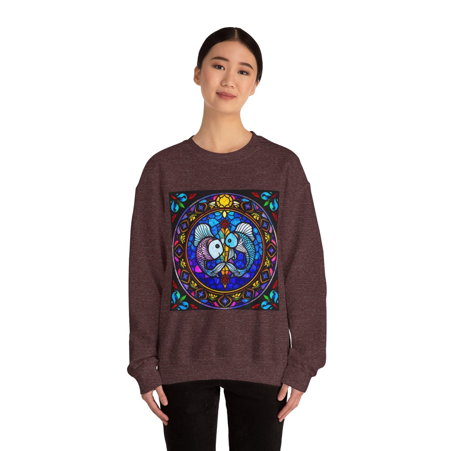 Unisex Heavy Blend™ Crewneck Sweatshirt, Glass, Pisces Zodiac Design