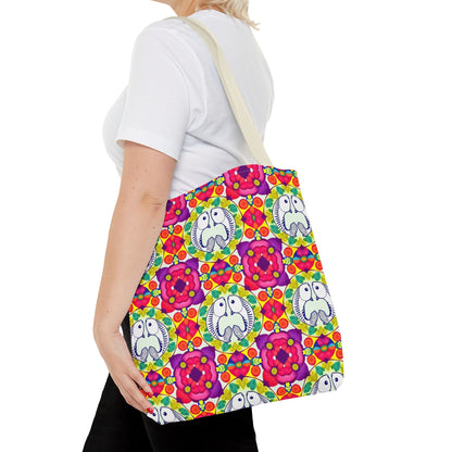 Tote Bag, (AOP), Pisces, Zodiac v4, Flower Pattern