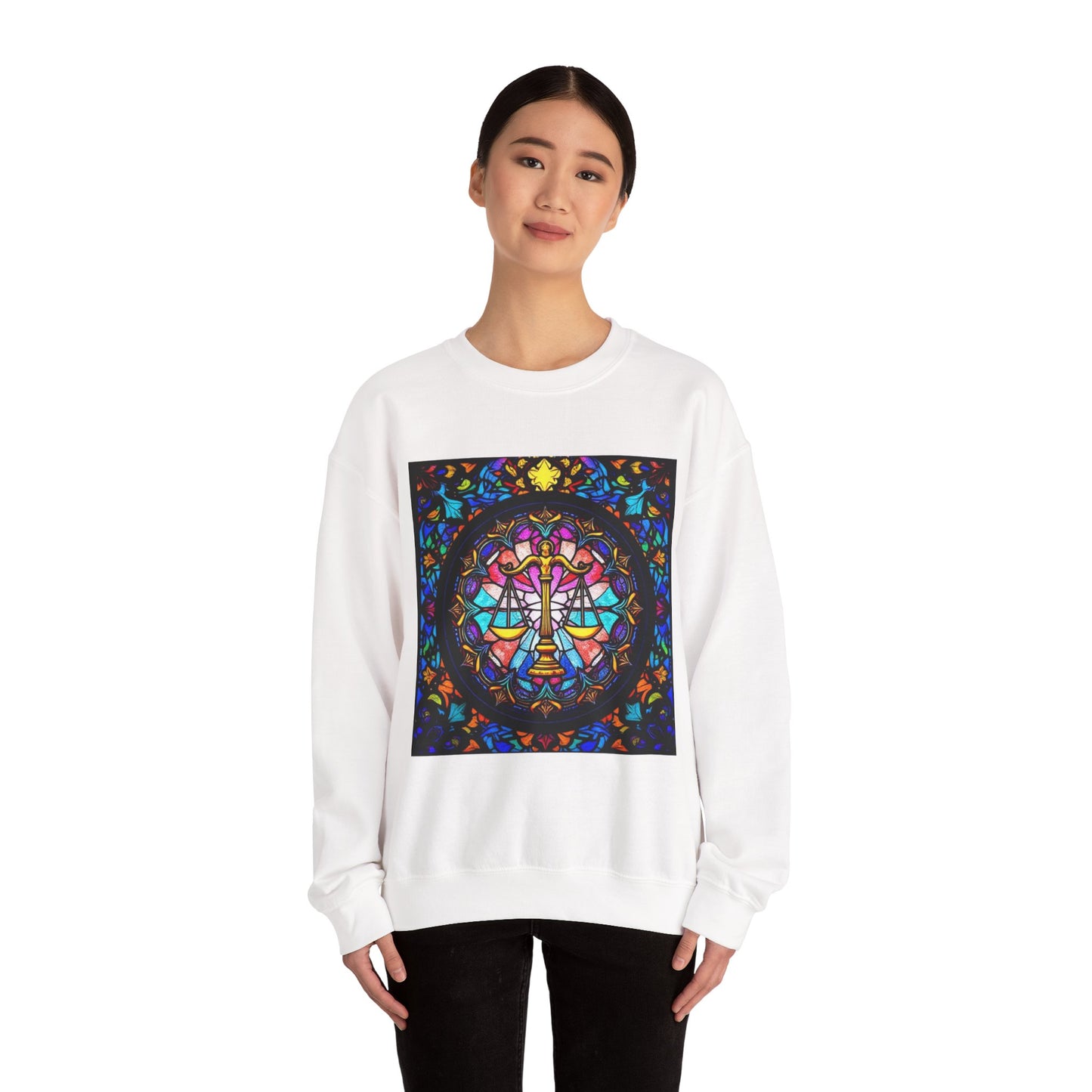 Unisex Heavy Blend™ Crewneck Sweatshirt, Glass 1, Libra Zodiac Design