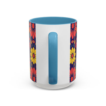 Accent Coffee Mug, Leo, Zodiac v3, Flower Pattern, (11, 15oz)