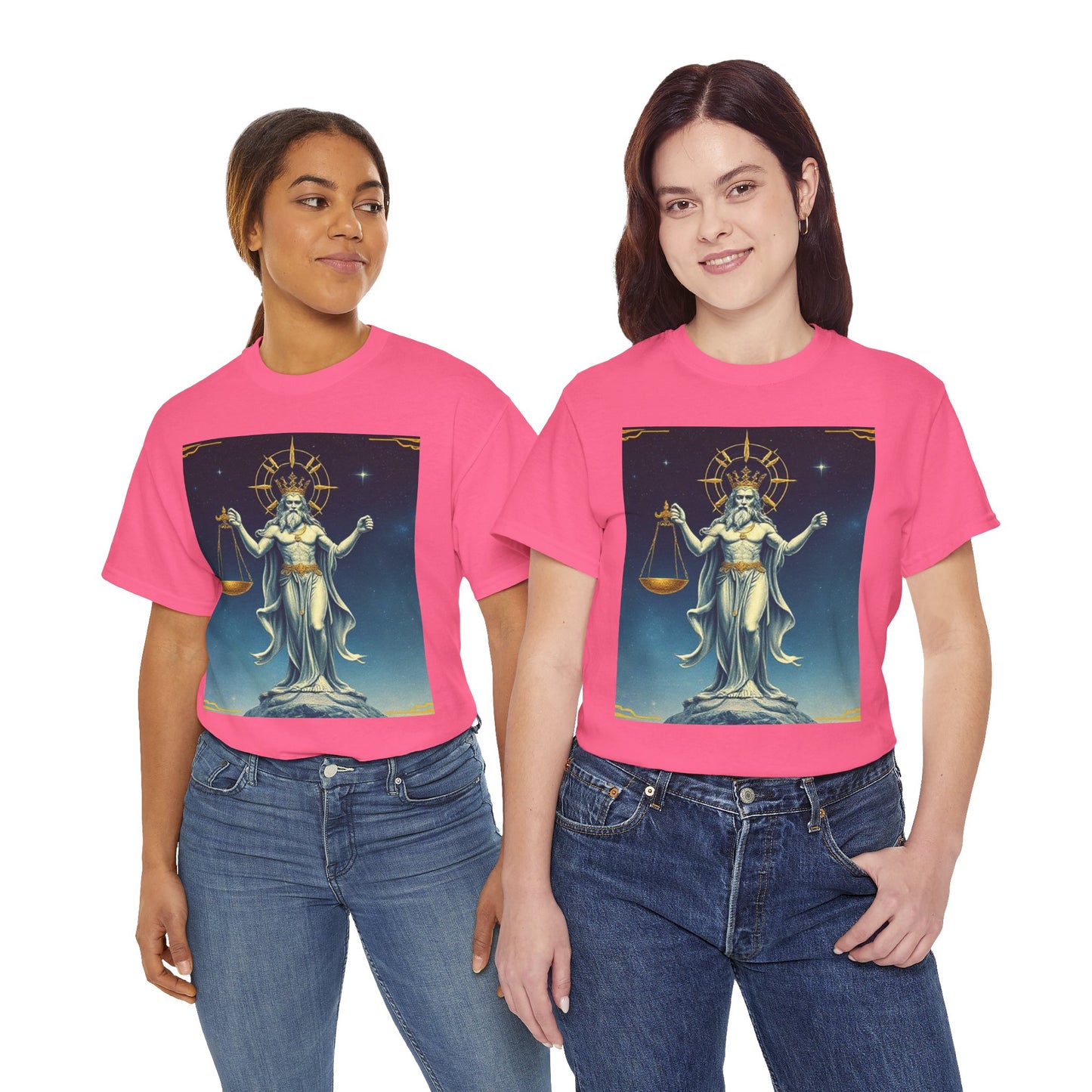 Unisex Heavy Cotton T-Shirt, Space, Libra God, Zodiac Design