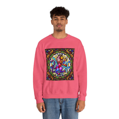 Unisex Heavy Blend™ Crewneck Sweatshirt, Glass, Leo Zodiac Design