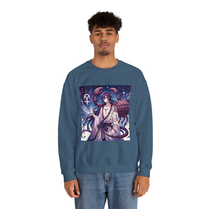 Unisex Heavy Blend™ Crewneck Sweatshirt, Scorpio Zodiac Design, purple scorpion anime