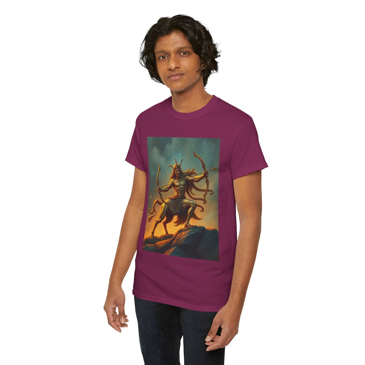 Unisex Heavy Cotton T-Shirt, Arrow Centaur, Sagittarius Zodiac Design