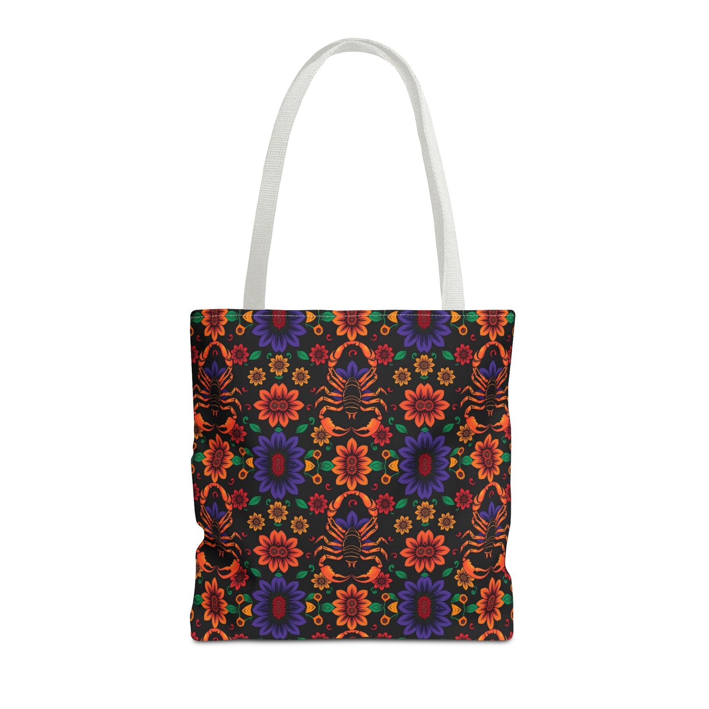 Tote Bag, (AOP), Scorpio, Zodiac v6, Flower Pattern