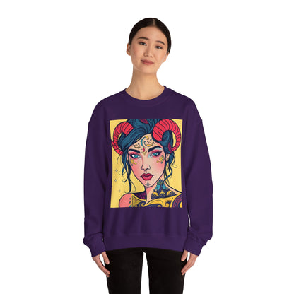 Unisex Heavy Blend™ Crewneck Sweatshirt, Aries, Zodiac v2, Sexy Pattern