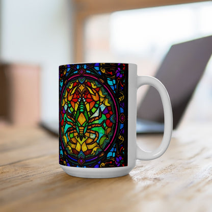 Ceramic Mug, (11oz, 15oz), Ceramic Coffee Mug, AOP, Glass Design, Scorpio Zodiac