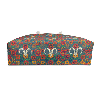 Weekender Bag, Aries, Zodiac v3, Flower Pattern