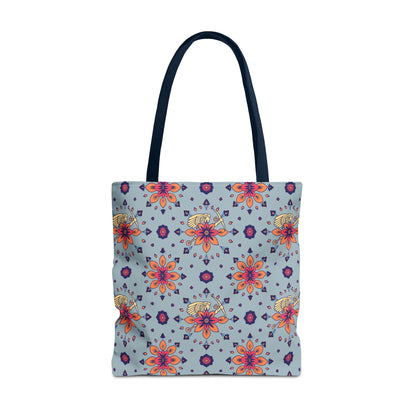 Tote Bag, (AOP), Sagittarius, Zodiac v1, Flower Pattern