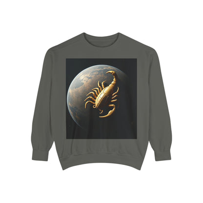 Garment-Dyed Sweatshirt, Unisex, Space Animal Design v1, Scorpio