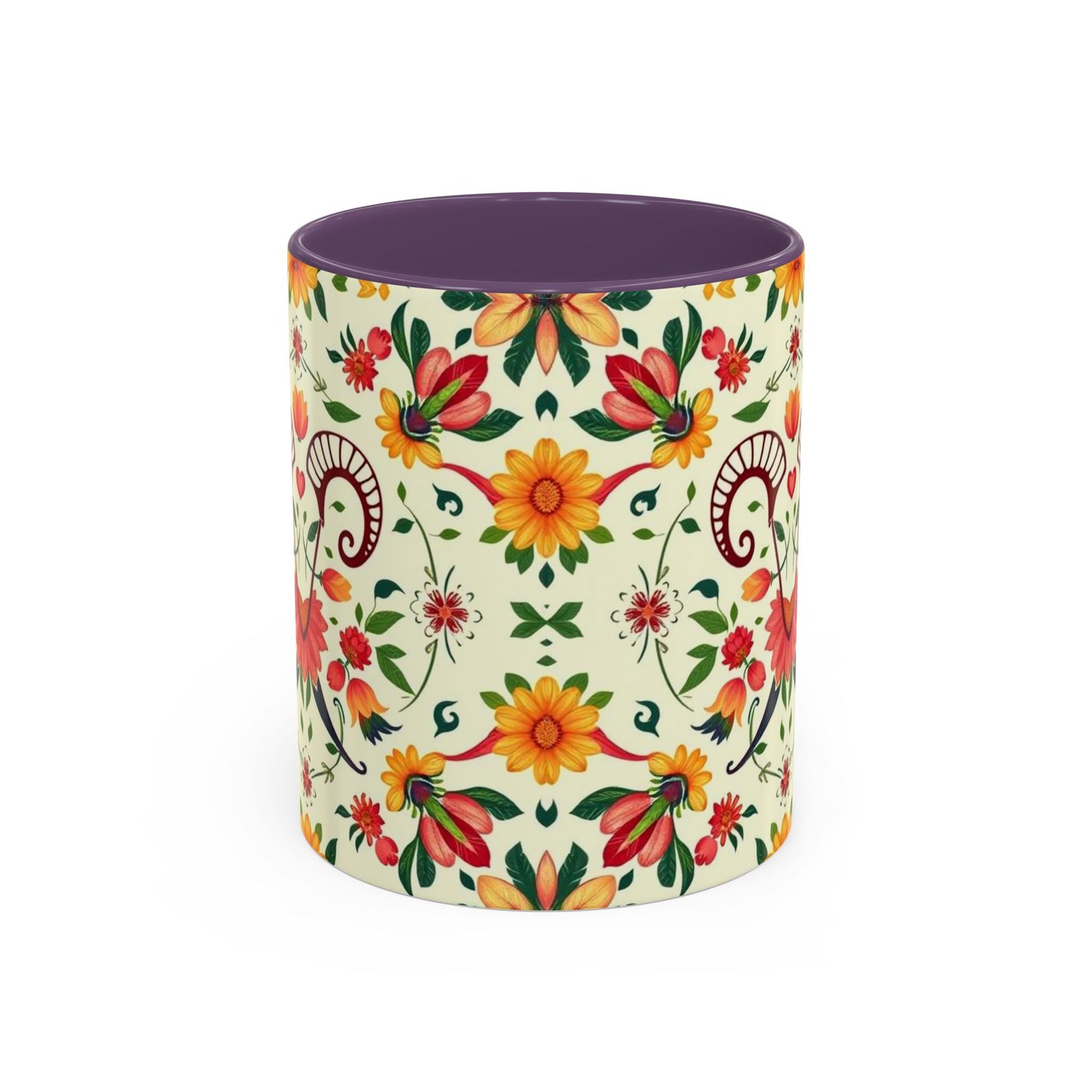 Accent Coffee Mug, Aries, Zodiac, Flower Pattern, (11, 15oz)