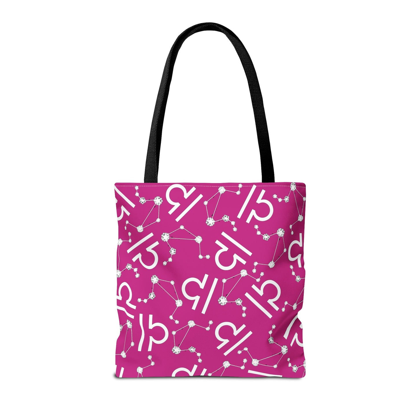 Tote Bag, Libra Zodiac Sign, AOP, (Pink, White)