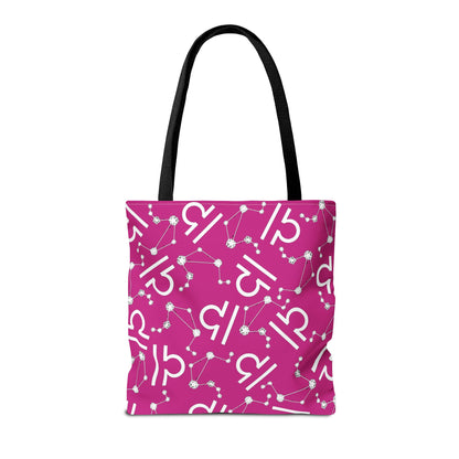 Tote Bag, Libra Zodiac Sign, AOP, (Pink, White)
