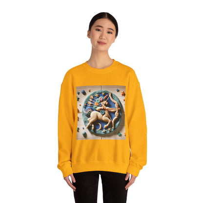 Unisex Heavy Blend™ Crewneck Sweatshirt, Colorful Horse, Sagittarius Zodiac Design
