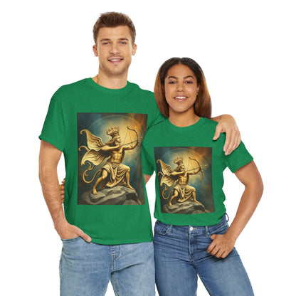 Unisex Heavy Cotton T-Shirt, Sagittarius King, Bow & Arrow, Zodiac Design