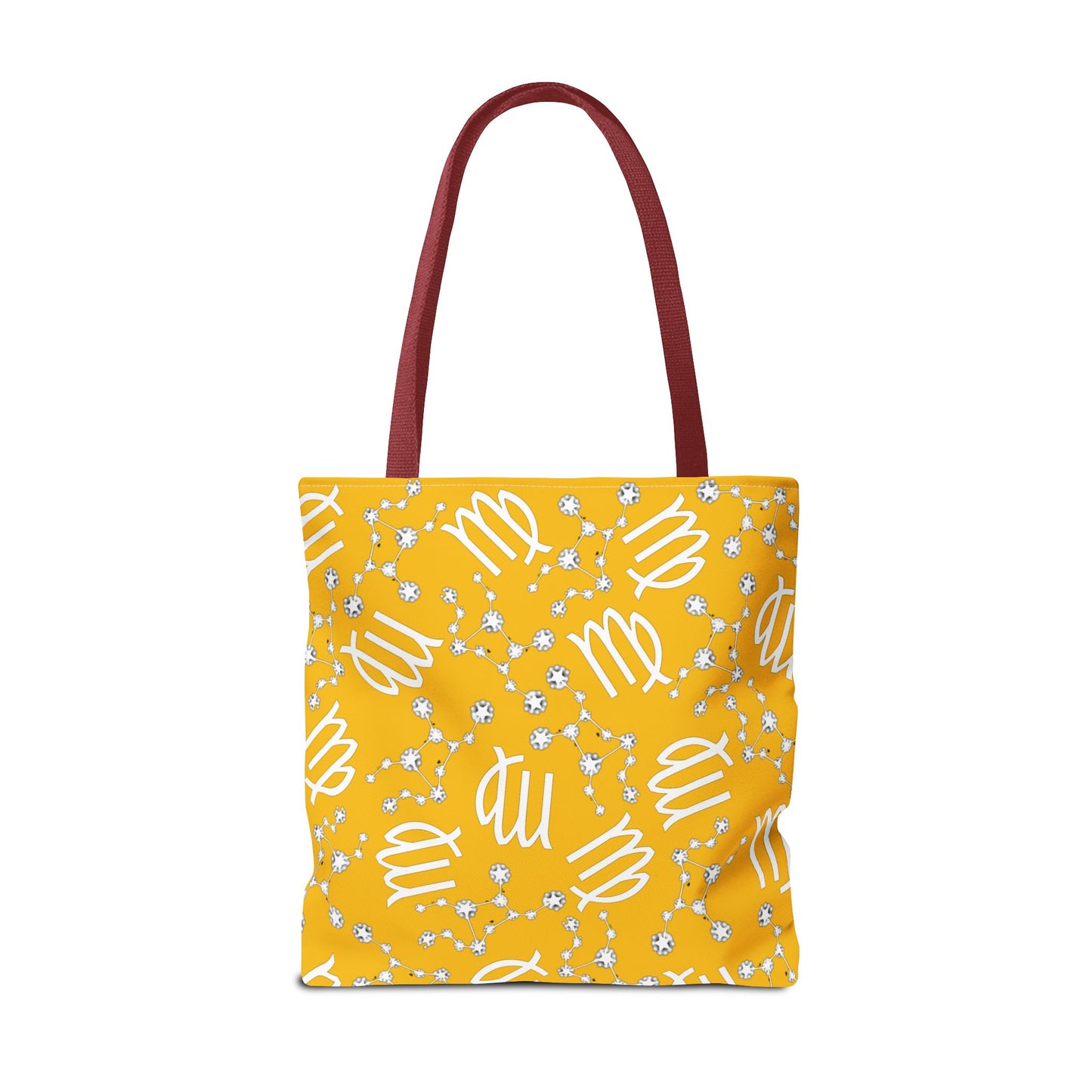 Tote Bag, Virgo Zodiac Sign, AOP, (Yellow White)