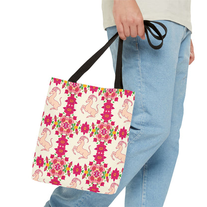 Tote Bag (AOP), Capricorn, Zodiac, Flower Pattern