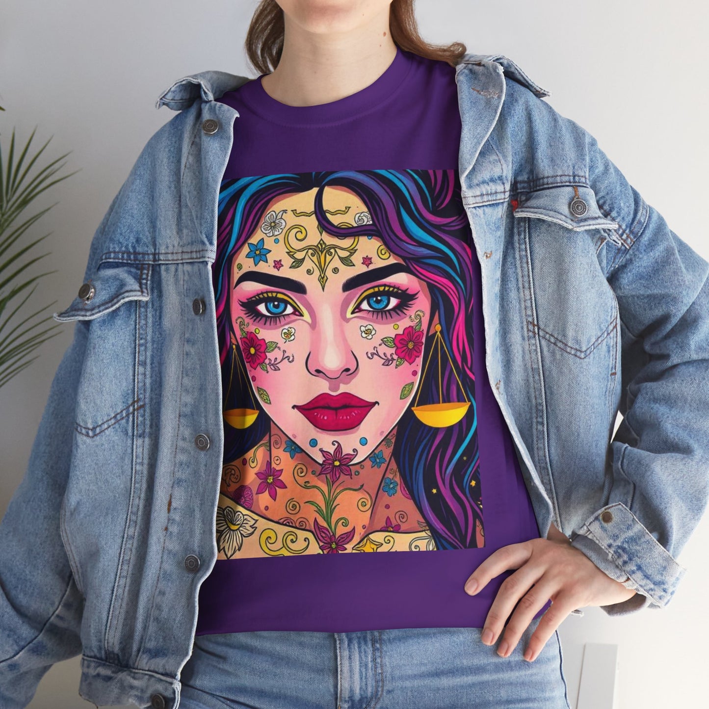 Unisex Heavy Cotton T-Shirt, Libra, Zodiac v4, Sexy Art
