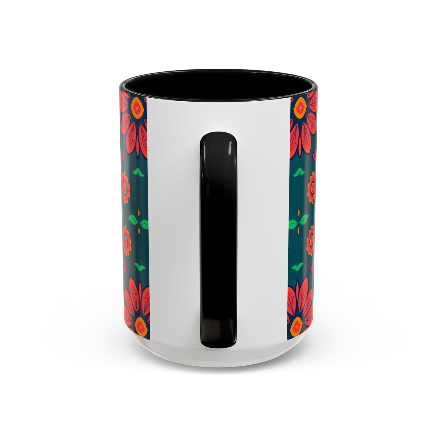 Accent Coffee Mug, Leo, Zodiac v1, Flower Pattern, (11, 15oz)