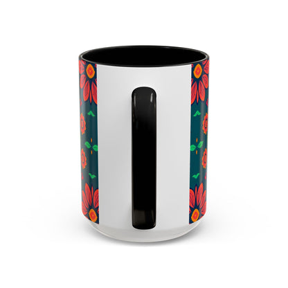 Accent Coffee Mug, Leo, Zodiac v1, Flower Pattern, (11, 15oz)