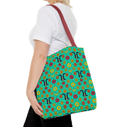Tote Bag, (AOP), Aquarius, Zodiac, Flower Pattern