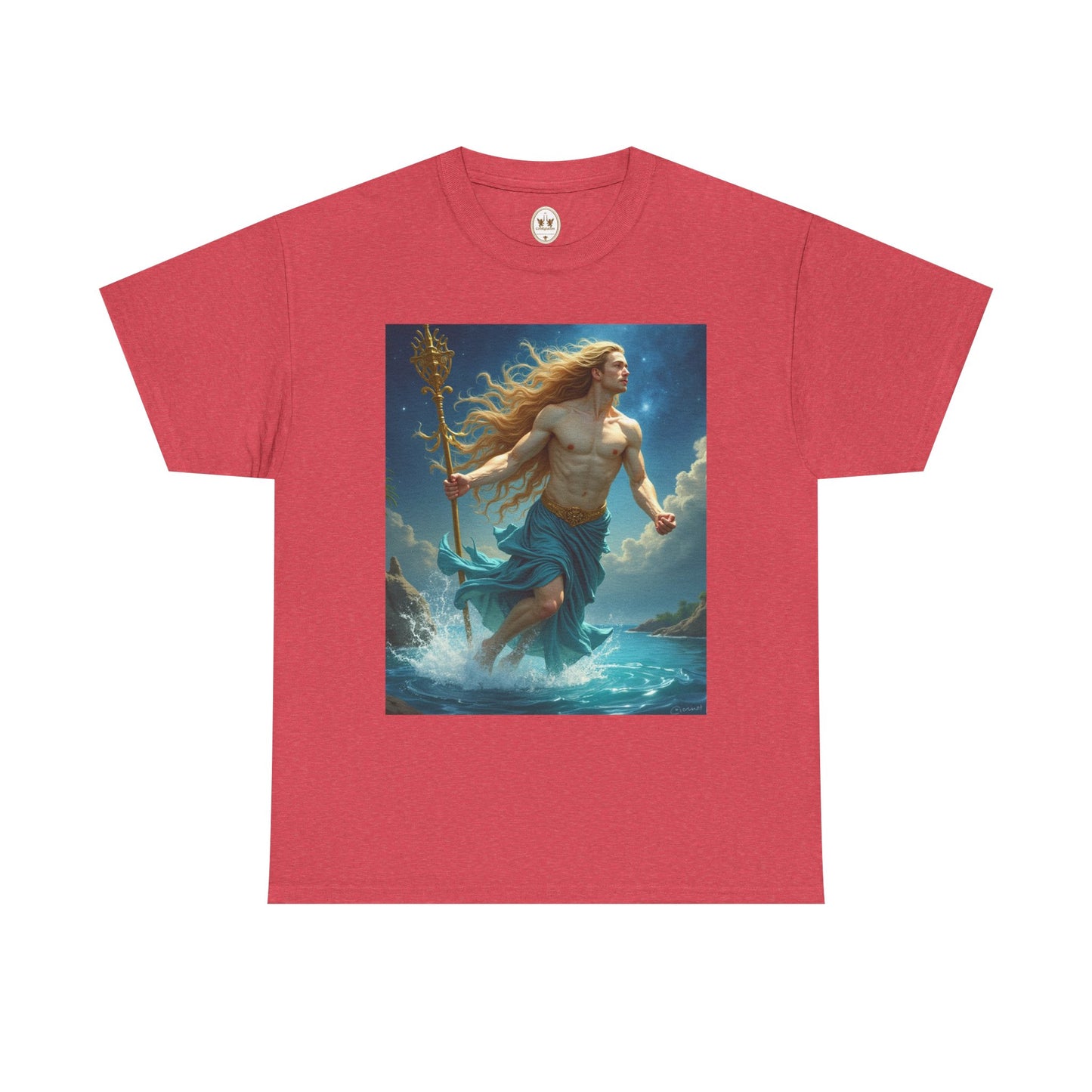 Unisex Heavy Cotton T-Shirt, Realistic, Aquarius Zodiac Design