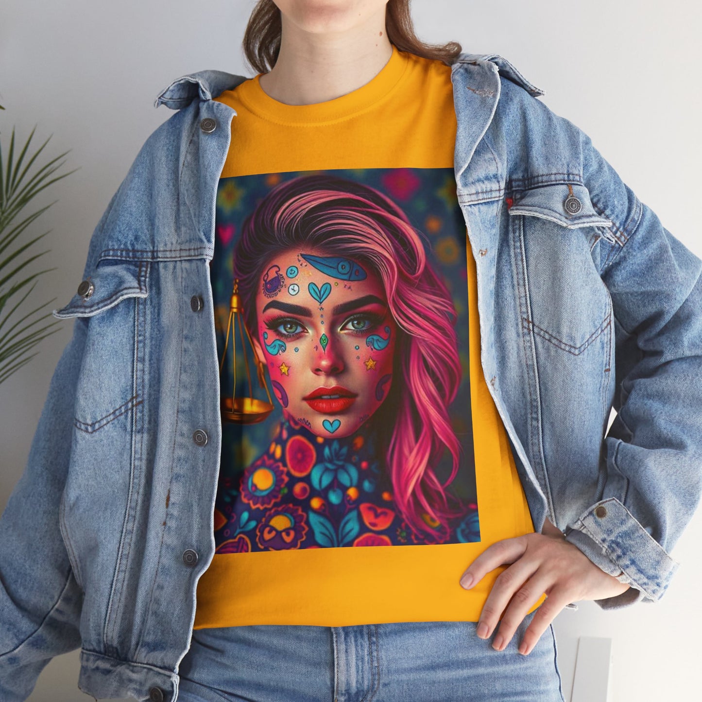 Unisex Heavy Cotton T-Shirt, Libra, Zodiac v2, Sexy Art