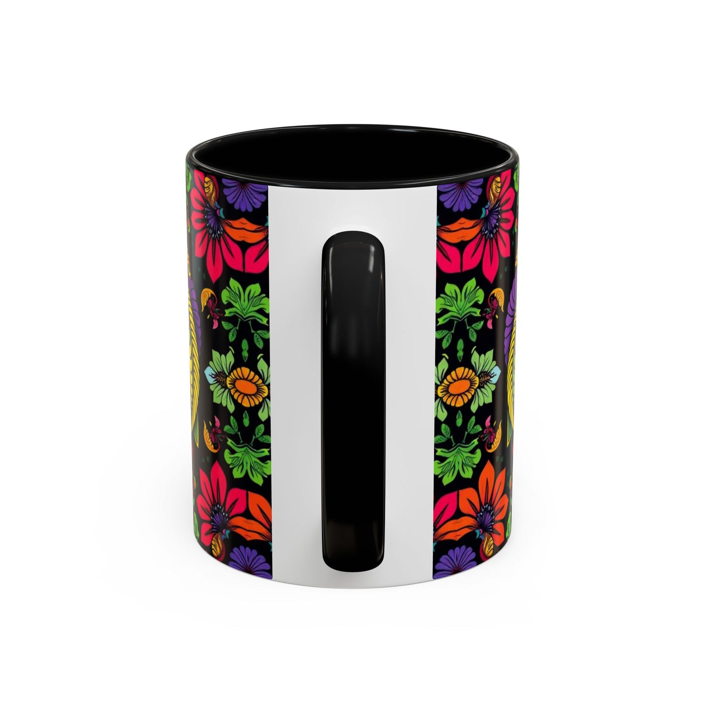 Accent Coffee Mug, Pisces, Zodiac v3, Flower Pattern, (11, 15oz)