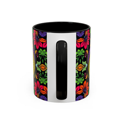 Accent Coffee Mug, Pisces, Zodiac v3, Flower Pattern, (11, 15oz)