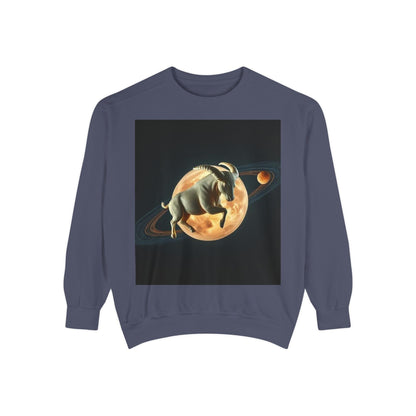 Garment-Dyed Sweatshirt, Unisex, Space Animal Design v1, Taurus