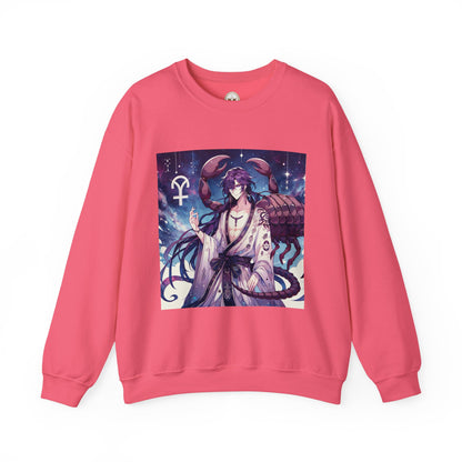 Unisex Heavy Blend™ Crewneck Sweatshirt, Scorpio Zodiac Design, purple scorpion anime
