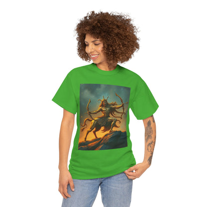 Unisex Heavy Cotton T-Shirt, Arrow Centaur, Sagittarius Zodiac Design