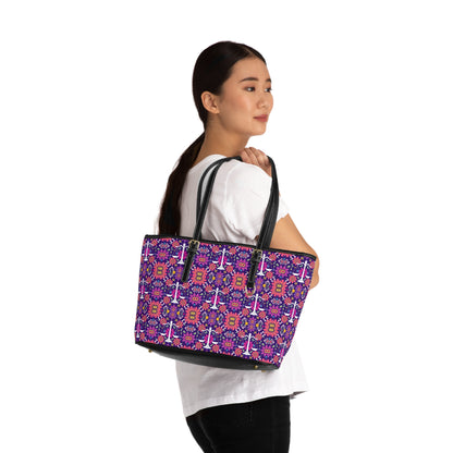 Leather Shoulder Bag, Libra, Zodiac v2, Flower Pattern