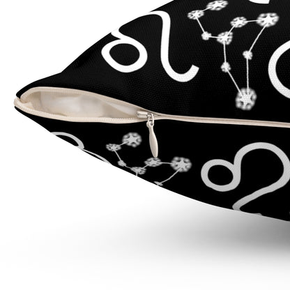 Zodiac Spun Polyester Square Pillow Leo Zodiac Sign Black Pillow