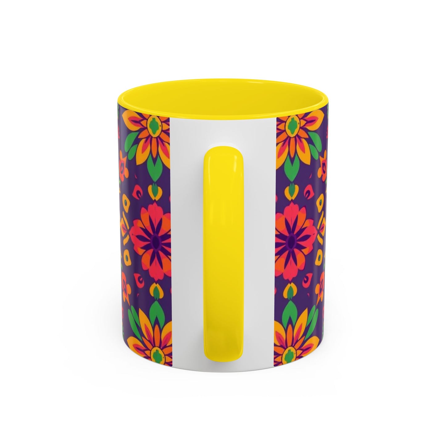 Accent Coffee Mug, Aquarius, Zodiac v2, Flower Pattern, (11, 15oz)