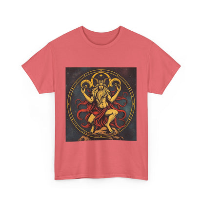 Unisex Heavy Cotton T-Shirt, Aries God 2v, Zodiac Design