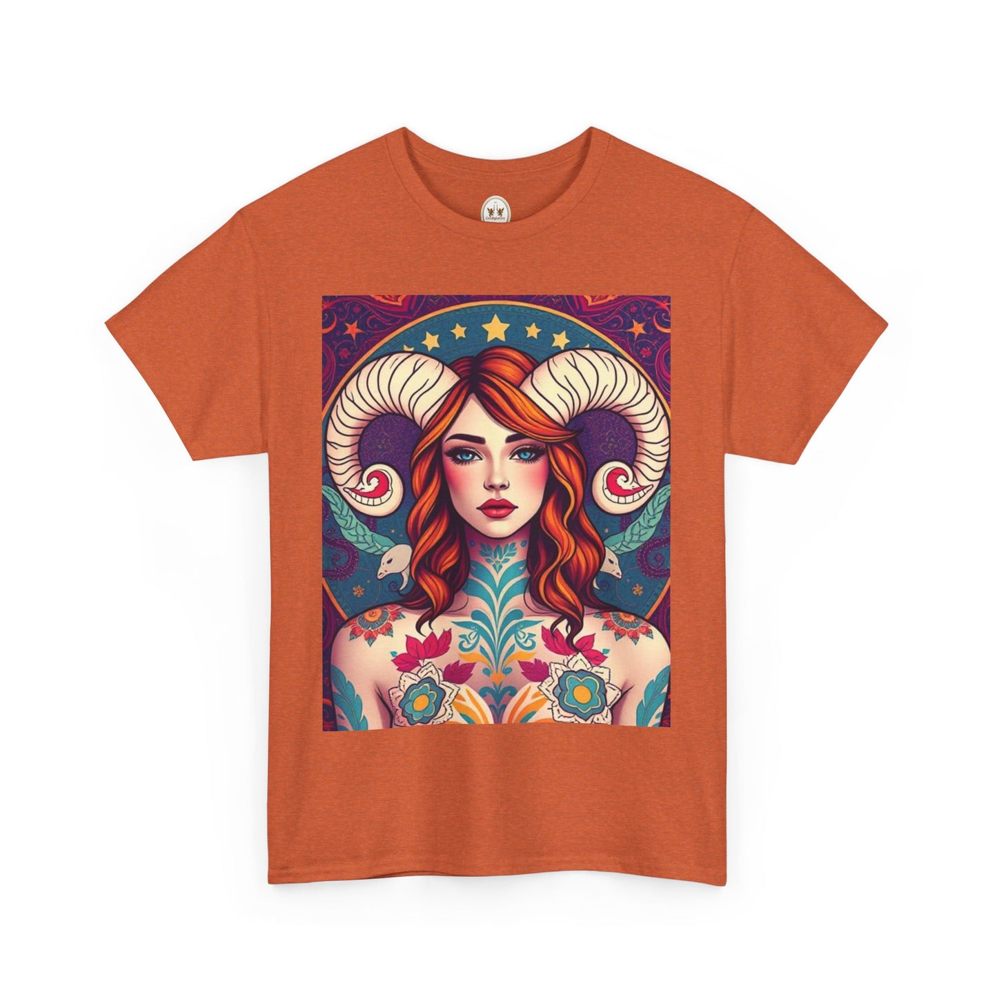 Unisex Heavy Cotton T-Shirt, Aries, Zodiac v1, Sexy Art