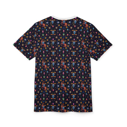 Unisex Cut & Sew T-Shirt, (AOP), Capricorn, Zodiac v2, Jewels Pattern