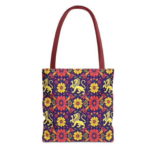 Tote Bag, (AOP), Leo, Zodiac v1, Flower Pattern
