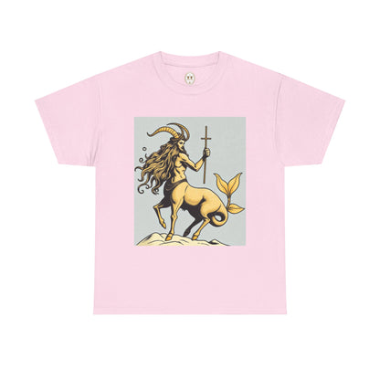 Unisex Heavy Cotton T-Shirt, Capricorn God v2, Zodiac Design