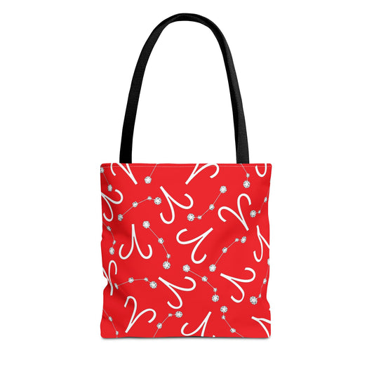 Tote Bag, Aries Zodiac Sign, AOP, (Red, White)
