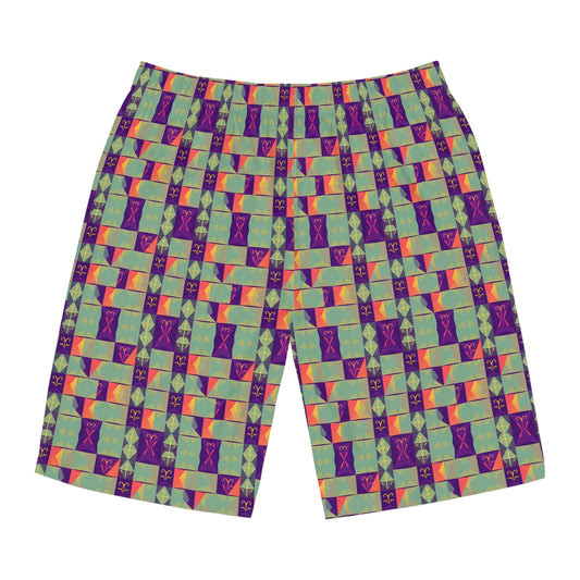 Men's Board Shorts, (AOP), Aquarius, Zodiac, Shape Pattern