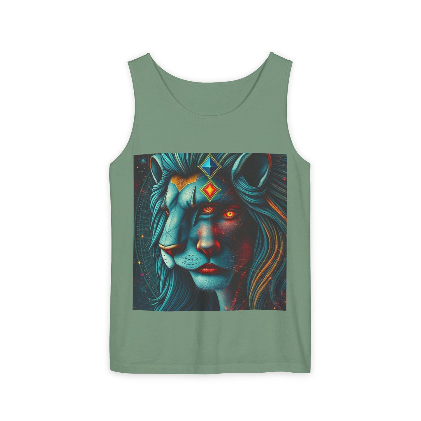 Unisex Garment-Dyed, Tank Top, Leo, Pop Art, 100% US cotton