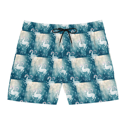 Men's Mid-Length Swim Shorts, (AOP), Aries, Zodiac, Bubble Pattern
