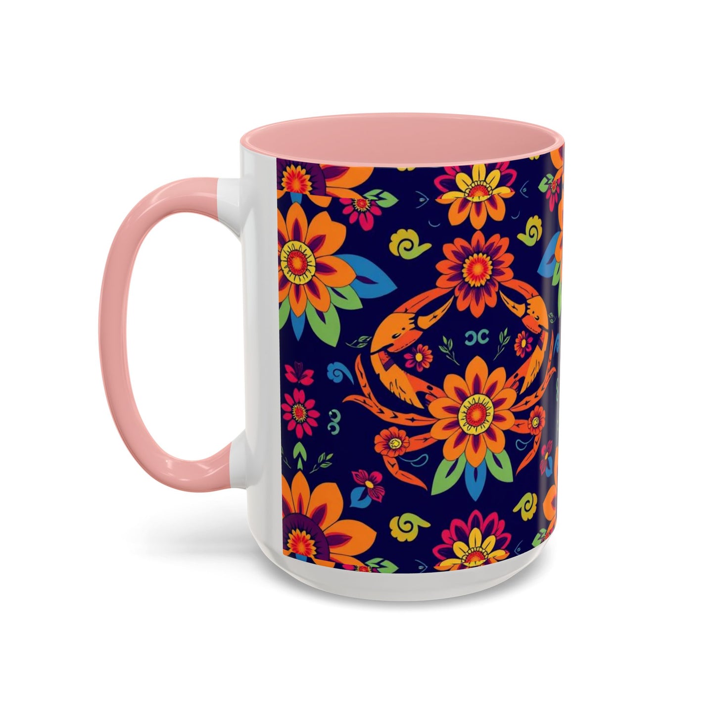 Accent Coffee Mug, Cancer, Zodiac, Flower Pattern, (11, 15oz)