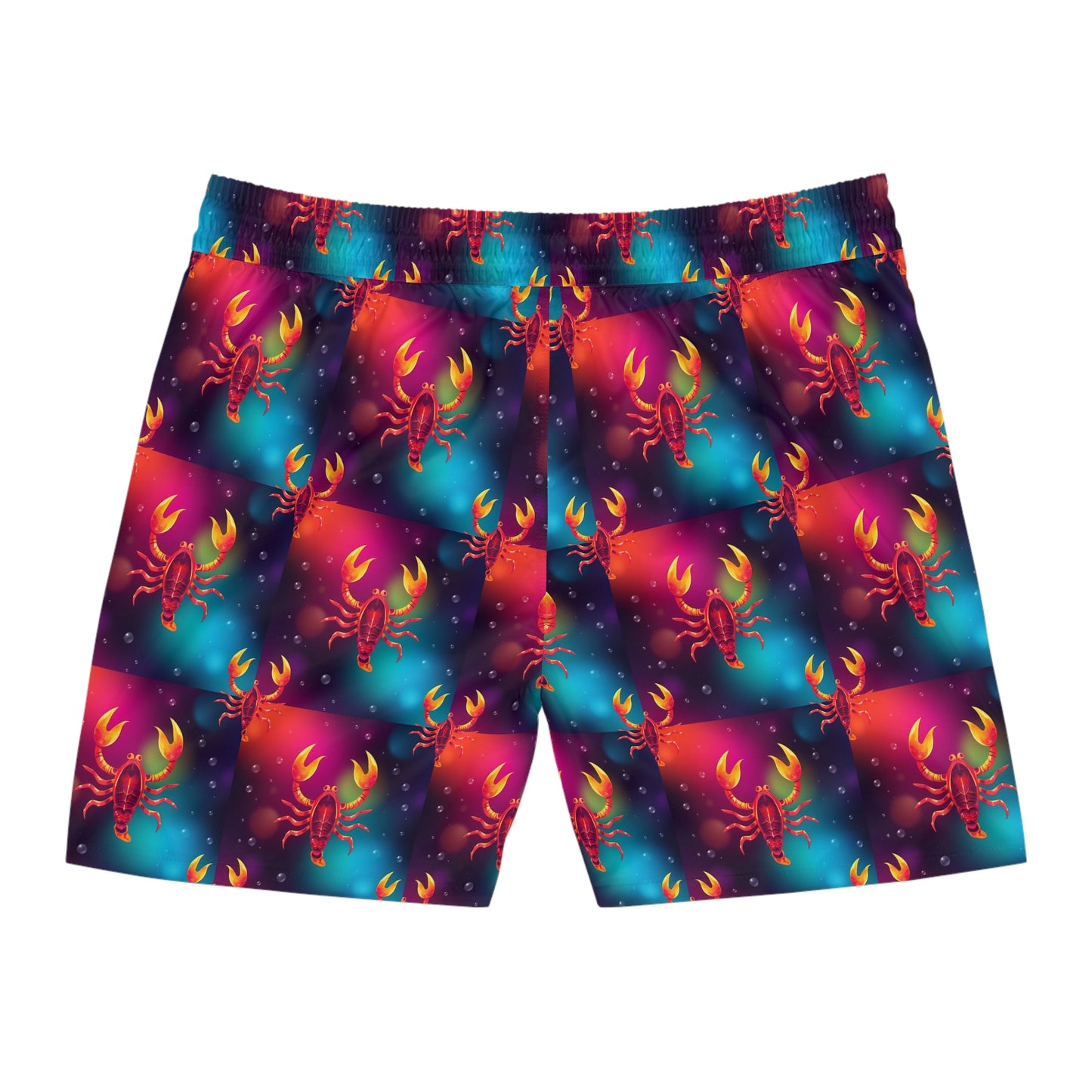 Men's Mid-Length Swim Shorts, (AOP), Scorpio, Zodiac v1, Bubble Pattern